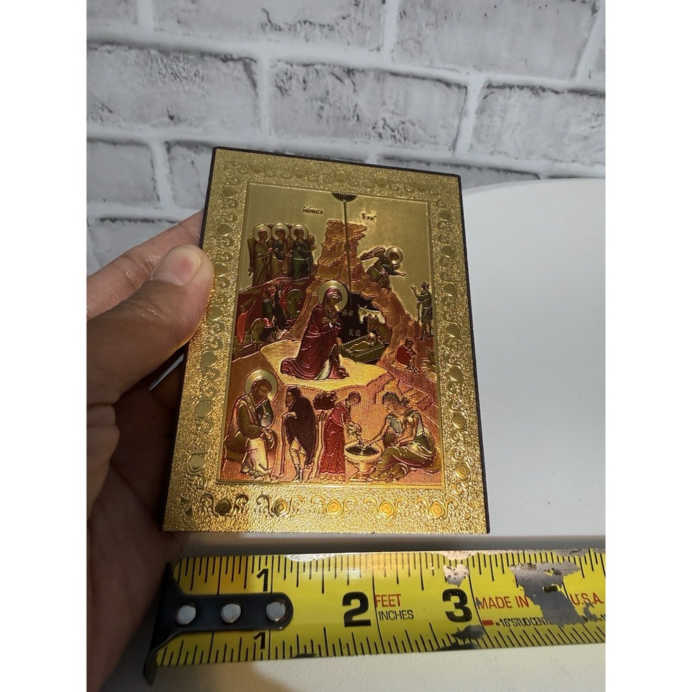 Holy Family Nativity Byzantine Icon Wood Handmade in Bethlehem - Picture 4 of 10